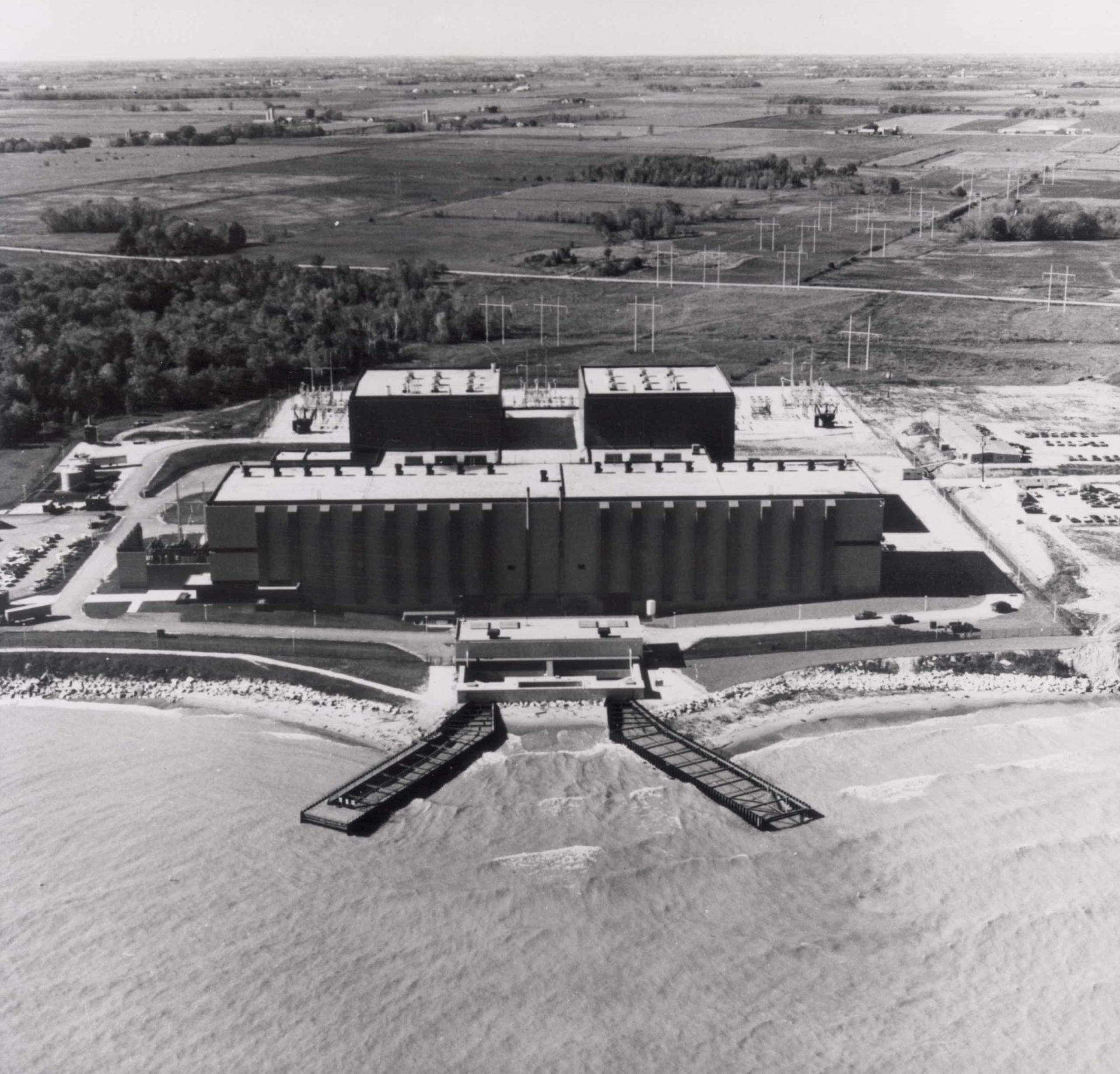 Black and white photo of Point Beach Nuclear Power Plant